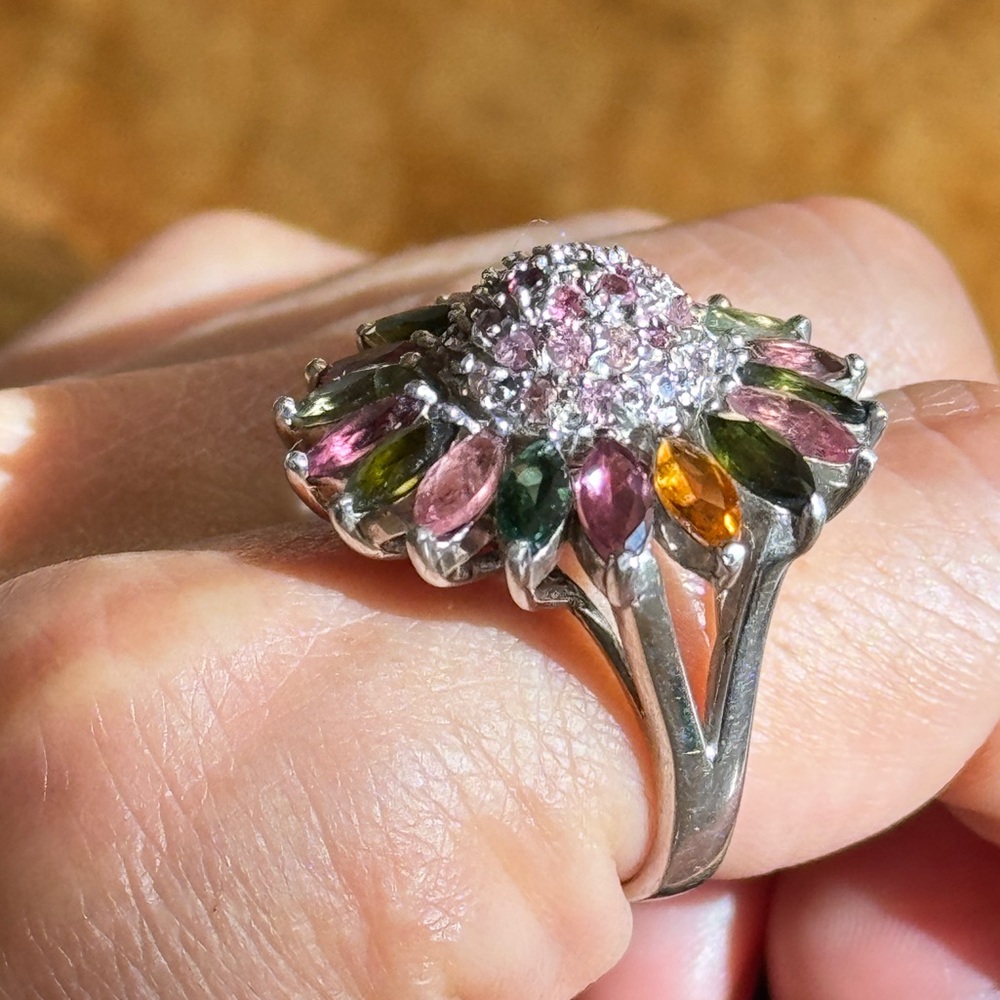 Multicolored Tourmaline 925 Sterling Silver Ring